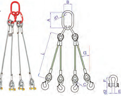 4 Swaged ногами ядр волокна собрания слинга веревочки провода